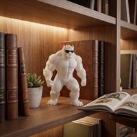 Figurine de gorille musclé imprimée en 3D avec lunettes de soleil, sculpture d'art moderne, ornement de bureau blanc, statue de mascotte personnalisée