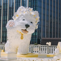 Statue de chien en résine et fibre de verre faite à la main, ornement décoratif extérieur attrayant pour centre commercial, magasin, signalisation et décoration.