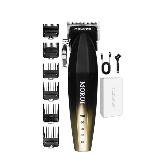 MORUI Professional MR-001 Cordless Clipper Set 9000RPM Hair Trimmer USB Power Source Fade Clipper Champagne Color Household Use