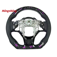 Para Mitsubishi Lancer EVO X 2008-2015 Volante de fibra de carbono forjado púrpura personalizado cuero perforado negro