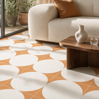 Carrelage céramique vintage 200x200mm 6mm, motif floral rétro mat, pour murs de café, sols de restaurant, design décoratif