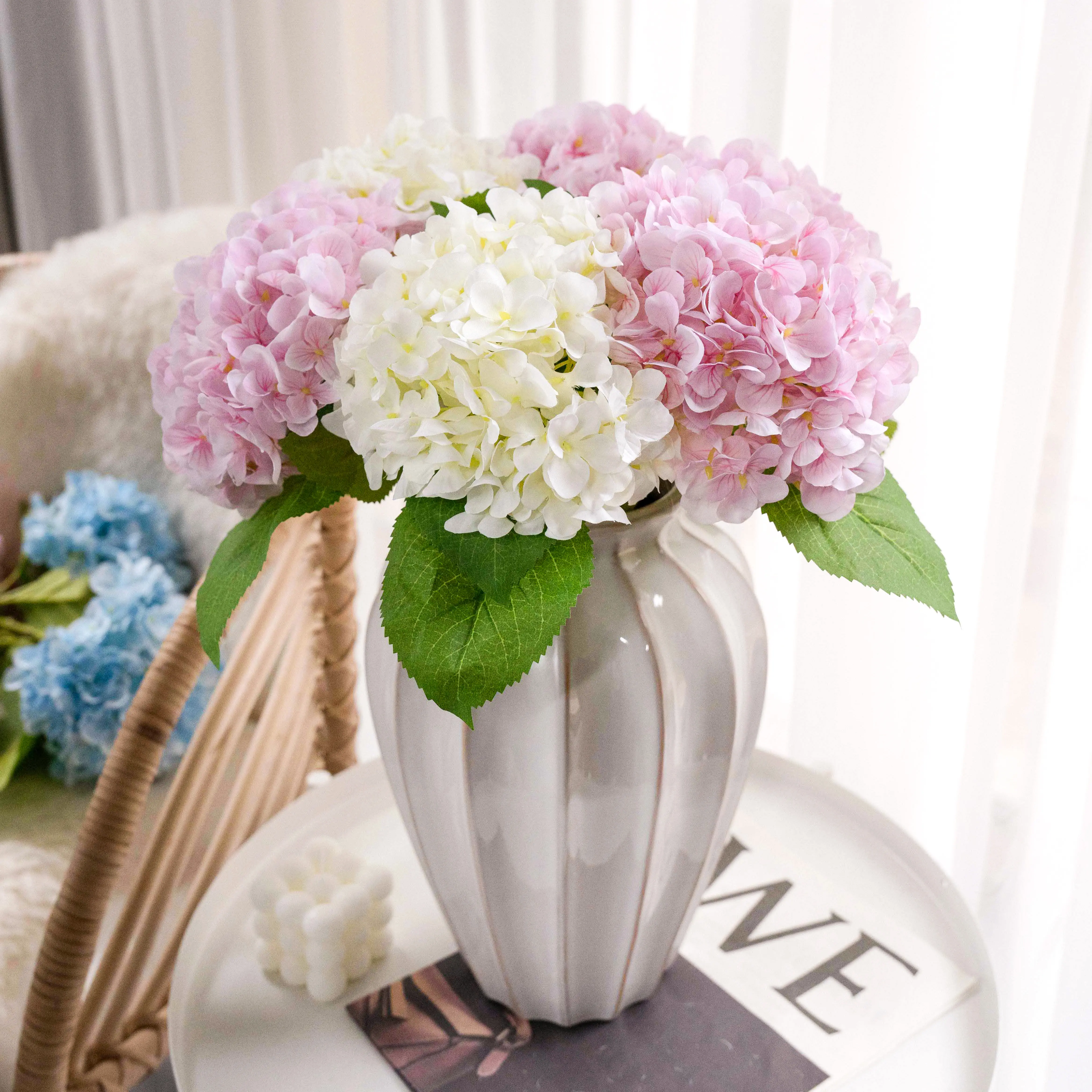 high quality 3D digital printing single wholesale hydrangea artificial flower Ann Rabena for decoration wedding party home