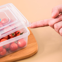 Herbruikbare transparante PP plastic koelkast organizer stapelbare koelkast opbergbox met deksel voor groente fruit voedsel opslag