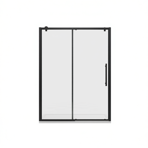 Puerta Corredera para Ducha de 56-60 Pulgadas de Ancho x 72 Pulgadas de Alto con Vidrio Templado de 1/4 de Pulgada, Acabado Negro Mate, Diseño Minimalista - Product Image 1