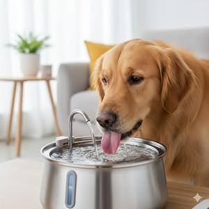 Fontaine à eau automatique d'intérieur en acier inoxydable 304 de grande capacité 4L, fenêtre de niveau d'eau verticale, écologique, durable - Product Image 1