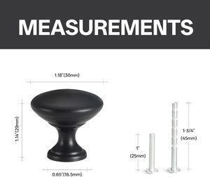 Tay nắm tủ, tay kéo ngăn kéo, tay nắm tủ quần áo LiLong Hardware, 10 cái, chất liệu kẽm, kiểu tròn hiện đại, 30mm, màu đen mờ - Product Image 5