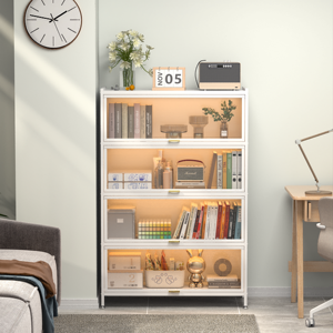 Librería moderna de acero blanco a prueba de polvo de 5 puertas, armario de almacenamiento, muebles de dormitorio para el hogar, oficina, aparador, Media librería - Product Image 5