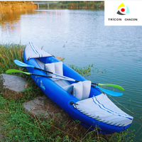 Bateau de Pêche Gonflable Stable Hydro-Force Marine Pro avec PVC Renforcé, Kayak Deux Places pour Lac avec Assistance Pédale