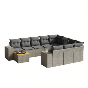 Modular Grey PE Rattan <b>Garden</b> <b>Sofa</b> Set Outdoor Furniture 10 Seater Contemporary Design - Product Image 1