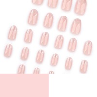 Lot de 24 faux ongles à presser, style Pure Desire, couleur nude, avec paillettes dorées dégradées, courts, forme amande, pour dropshipping