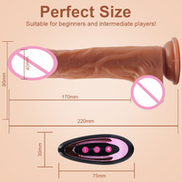 Vibromasseur télescopique réaliste chauffant en silicone liquide de qualité médicale, vibrant avec télécommande, pour femmes