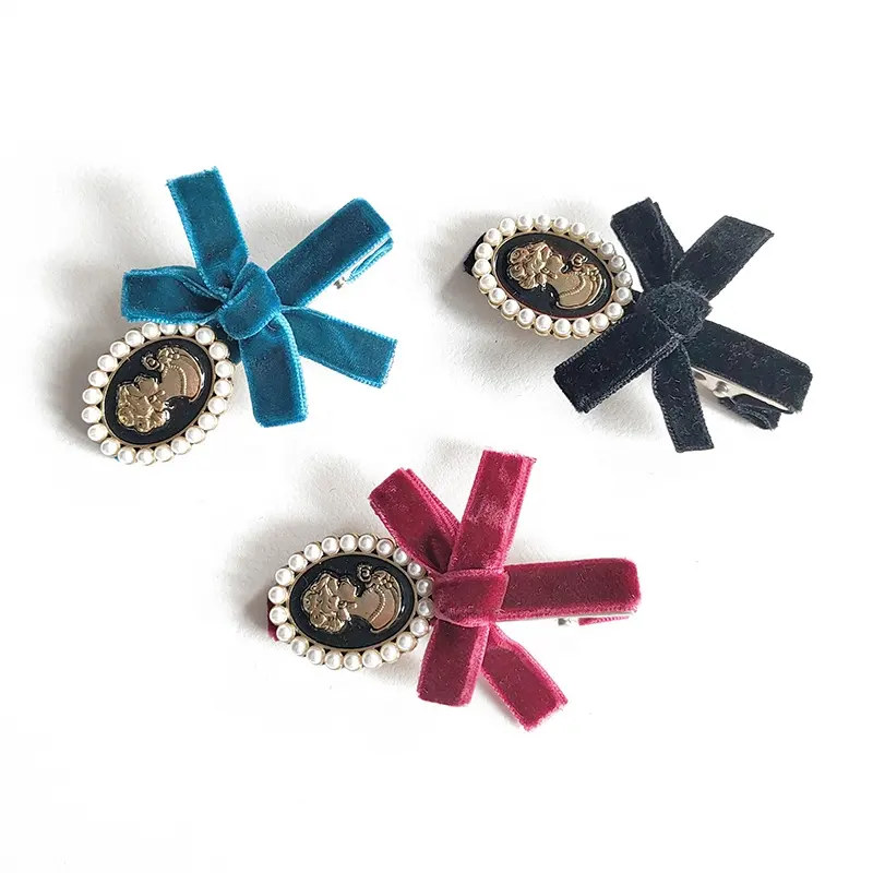 Victoriaanse Stijl Fluwelen Strik Haar Clips Accessoires Halloween Kerst Kapsel Decoratie Haar Sieraden Kant Clip