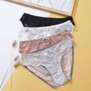 กางเกงชั้นในผู้หญิงเอวต่ำ ผ้าถักเนื้อบาง ซีทรู แต่งลูกไม้ลายดอกไม้ เซ็กซี่ ร้อนแรง ทรงฮิปสเตอร์ พร้อมโบว์ผูก - Product Image 3