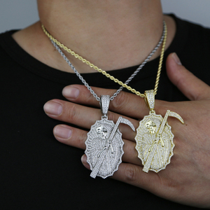 2023 New Iced Out Bling Full Diamond Men Boy Jewelry 5A CZ Death Skull <span class=keywords><strong>ciondolo</strong></span> Hip Hop - Product Image 6
