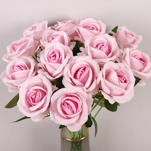 Rosas de Terciopelo Artificiales al por Mayor, en Color Rojo, Blanco, Azul, Rosa, Negro y Morado, <span class=keywords><strong>Flores</strong></span> Decorativas Personalizadas - Product Image 1