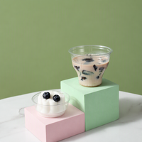 Gobelet à glace en plastique PET jetable transparent de 98 ml pour pudding, gelée et yaourt, vente en gros transfrontalière