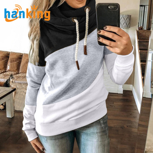 Sudadera con capucha de manga larga con bloque de Color para primavera, Otoño e Invierno para mujer, mezcla de algodón, secado rápido, respetuoso con el medio ambiente, colores personalizados con cordón - Product Image 5