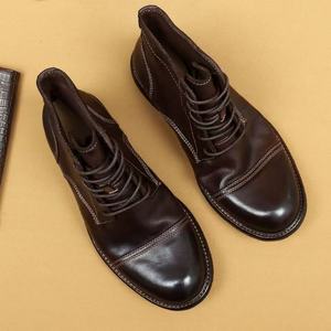 Botas para Hombre, Botas de Invierno para Hombre, de Cuero Genuino, con Forro de Lana Térmica, Botas de Algodón con Suela Gruesa, Botas de Piel de Vacuno de Primera Capa - Product Image 2