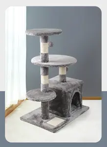 Plateforme de saut pour chat de haute qualité en peluche sisal grand gris foncé avec tour pour chat