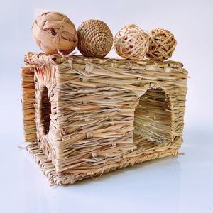 Casa de Hierba Plegable para Mascotas, Conejos, Hámsteres, Erizos, Cobayas, Casa de Hierba Tejida a Mano, Nido para Mascotas - Product Image 1