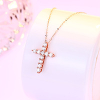 Collier pendentif croix scintillant en moissanite pleine, en argent 925, luxueux et délicat, avec chaîne câble à 4 griffes, 2g, pour femme