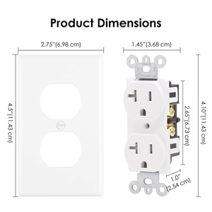 Tomacorriente Dúplex NEMA5-20R 20A 125V, Tomacorrientes Dúplex Americanos, Tomacorrientes Eléctricos de Pared con Certificación UL/<span class=keywords><strong>CUL</strong></span> - Product Image 2