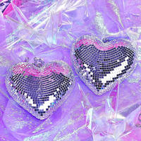 Bola de Discoteca Chuang De con Forma de Corazón, Decoración de Espejo Brillante para Bodas, Regalo de San Valentín, Decoración Colgante para el Hogar
