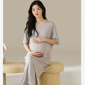 Venta al por mayor <span class=keywords><strong>ropa</strong></span> de cuidado posparto con almohadillas para el pecho, faldas de dormir para mujeres <span class=keywords><strong>embarazadas</strong></span>, modal de verano de manga corta suelta de talla grande - Product Image 3