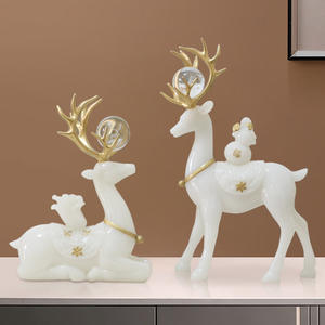 Figura Decorativa de Ciervo Personalizada de Arte Popular Artístico de Lujo, Esculpida en Resina Epoxi, Decoración para el Hogar, Regalo de Inauguración de Casa, Sala de Estar, TV - Product Image 2