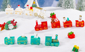 Decoración navideña coleccionable, mini Casa de pueblo, muñeco de nieve, caja de regalo, árbol, tren de Santa Claus, estatuilla navideña y juguetes, adornos para jardín - Product Image 5