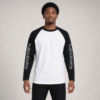 T-shirt à manches longues en coton épais style streetwear, coupe ample, lavage vintage, impression DTG personnalisée