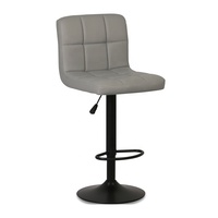 Tabouret de bar moderne et réglable en similicuir PU avec base métallique pivotante noire et vérin hydraulique pour bar à domicile et salle à manger