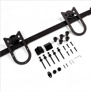 WEKIS Kit de Herrajes para Puerta Corredera de Granero de Acero al Carbono Duradero de 6.6 pies, Colgador en Forma de Herradura, Acabado Negro Satinado, para Sala de Estar y Baño - Product Image 1