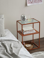 Support de lit carré en métal et fer forgé à 2 niveaux, table basse européenne nordique, de style européen, pour le salon