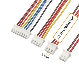 Conector de fio personalizado, pitada original de 2.5mm, fêmea, pa66, 2 3 4 pinos, jst xh 2.54, conector de montagem, 10 cabos