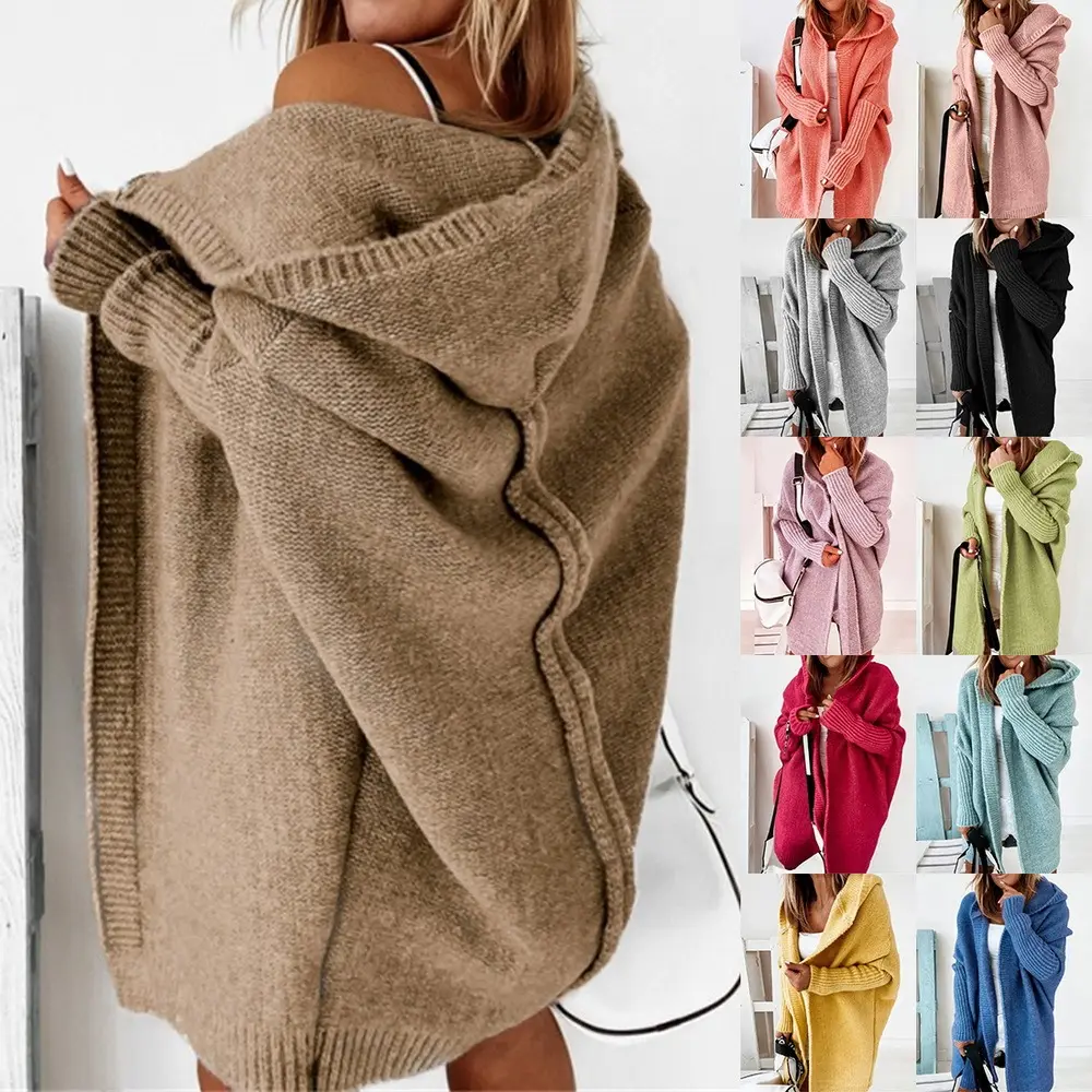 Multi color accept small orders customize knitted sweater long cardigan women
