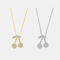 Daidan 925 zilveren hanger met kubieke zirkonia, verguld met gouden ketting, fruitkersenketting