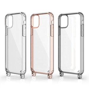 Coque de téléphone antichoc en PC rigide transparent 1,5 mm avec trou pour cordon et bandoulière pour iPhone 11 12 13 14 15 16 17 Pro Max - Product Image 1