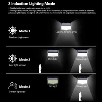 Lampes solaires LED de sécurité extérieures avec détecteur de mouvement, 3 modes d'éclairage, indice de protection IP65, lumière du jour 6000K, lampes murales pour jardin, clôture, cour