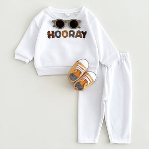 Abbigliamento Autunnale e Primaverile per Neonati All'ingrosso, Completo da 2 Pezzi in Cotone con Lettera Ricamata, Tuta Sportiva Casual per Bambini - Product Image 4