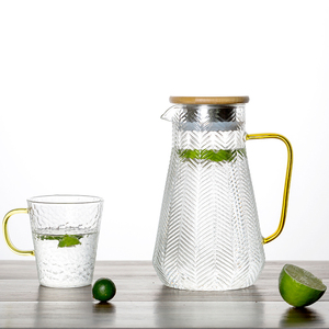 Pichet à eau en verre avec couvercle et bec en bambou, bouilloire, Carafe à eau chaude et froide, pour café et citron, vente en gros, grande capacité, 250 ml - Product Image 2
