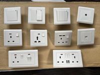 Usine ABUK, norme britannique, design simple, panneau en plastique blanc, interrupteur électrique mural pour maison 2 groupes 2 voies