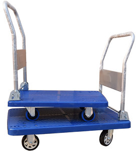 รถเข็นพลาสติกสีน้ำเงินพร้อมโครงเหล็ก ดีไซน์ทนทาน ล้อสี่ล้อ - Product Image 3