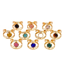 Nieuwe Europese Amerikaanse Hot Sale Kleurrijke Natuurlijke Steen Ronde RVS 14k Gouden Unisex Trendy Open Ring