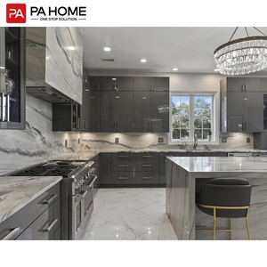 Pa readymade độ bóng cao nhiều lớp ván ép tủ bếp với kính hiển thị hiện đại lưu trữ sơn mài kết thúc - Product Image 3