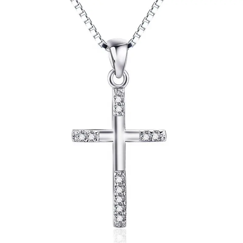 PUSHI jewelry dainty custom faith silver sterling silver cross necklace mens jesus jewelry necklace pendant for women