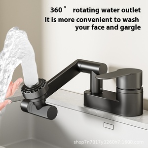 Robinet de salle de bain moderne en laiton chromé gris foncé à trou unique, eau chaude/froide, deux-en-un, pour lavabo, remplace l'<span class=keywords><strong>ancien</strong></span> robinet mélangeur de chambre - Product Image 5