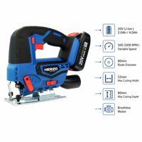 Scie sauteuse sans fil HERZO 20V, sans balais, portable, pour la découpe du bois