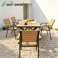 Ensemble de table et de chaises de bistrot moderne en bois, plastique et aluminium pour 4 personnes, pour chambre à coucher, jardin, cour, terrasse