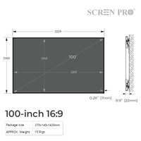 Pantalla de proyector CLR UST de marco fijo de 100 pulgadas 4K Ultra HD, tecnología de la T-PRISM, optimizada para proyectores de alcance ultracorto
